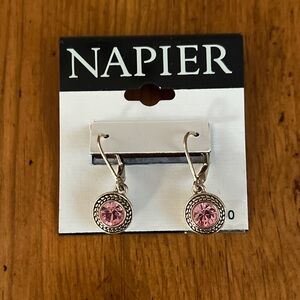 NWT Napier Gold Tone Pierced Earrings Pink